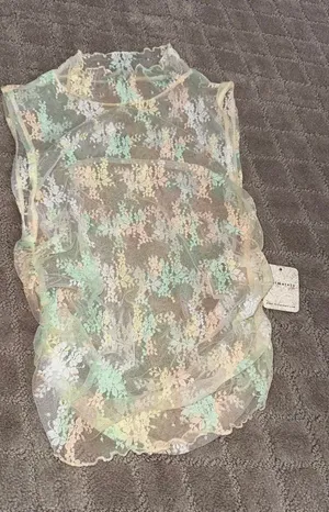 Free People Sheer Top Lace ivory comb thumbnail 1