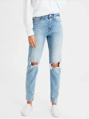 AMERICAN EAGLE AE Ripped Mom Jean High Rise Distressed in Cool Classic Size 2 thumbnail 3
