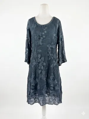 NWT Soft Surroundings Starling‎ Silk Dress XS 2-4 Mallard Blue Floral Boho Midi thumbnail 2