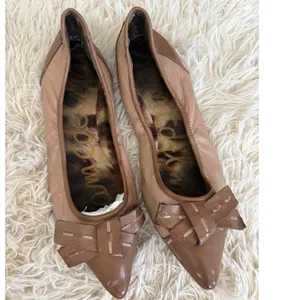 Sam Edelman Pointed Toe Ballet Flats‎ Leather Bow Accent Brown Shoes 6.5 thumbnail 4
