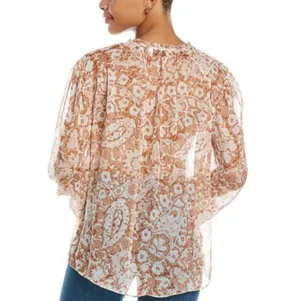 NWT Limited Edition Joie brushed clay print peasant top blouse sz Large thumbnail 2