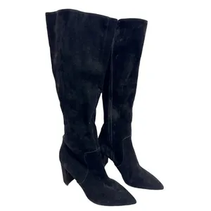 Nine West Black Suede Knee High Boots Pointed Toe Block‎ Heel Size 6.5 thumbnail 2