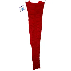 NWT Babyboo Demi Red Ruched Cowl Neck Slit Strapless Bodycon Maxi Dress Size XS thumbnail 11