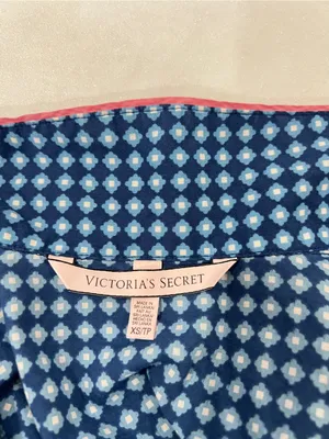 Victoria's Secret Pajama Tunic Dress Geometric Pattern Size XS Blue Cotton Modal thumbnail 10