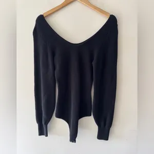 Abercrombie & Fitch Black Ribbed Scoop Neck Sweater Bodysuit‎ thumbnail 2