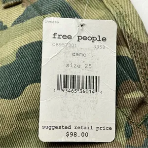 We The Free Free People Remy Camouflage Crop Jeans 25 High Rise Green‎ Camo Pants Denim NEW thumbnail 4