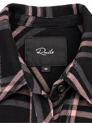 Rails Hunter Shirt M Onyx Slate Blush Plaid Metallic Shimmer Button Down thumbnail 4