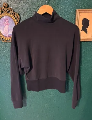 Oysho Black Soft Mock Neck Crewneck Sz Small thumbnail 1