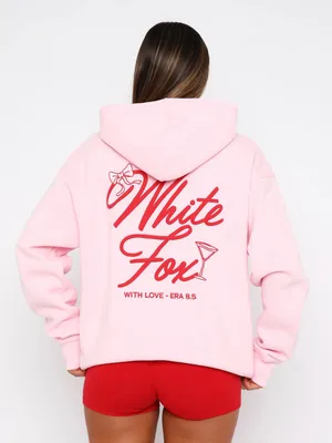 White Fox With Love & Kisses Oversized Hoodie in Baby Pink thumbnail 1