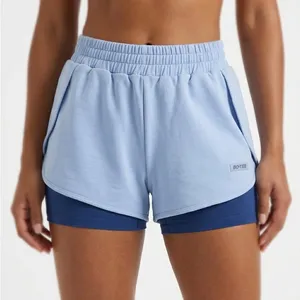 BO+TEE‎ Double Layer 2 in 1 Running Shorts Blue Athletic Gym Women’s Small thumbnail 1