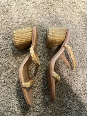 A New Day Braided Rafia Strap Block Heel Sandals - Never Worn thumbnail 4