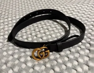 Gucci Belt Leather Black Double G thumbnail 1