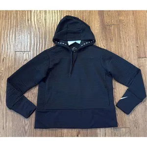 Nike black ribbed cropped hoodie sweater small thumbnail 7