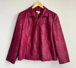 Vintage Kim Rogers Jacket 12P Red Wine Merlot Faux Leather Snakeskin Whimsygoth thumbnail 1