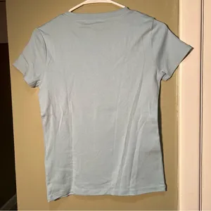 DKNY Women's‎ Size Small Crewneck T-Shirt Light Blue Cap Sleeves Organic Cotton thumbnail 4
