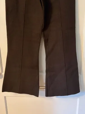 J Crew dark chocolate brown knit wide leg crop pants size medium preppy classic thumbnail 4