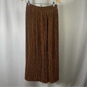 Vintage Medium Earthy Tones Pleated Maxi Skirt Artsy Boho Fruit Print thumbnail 2