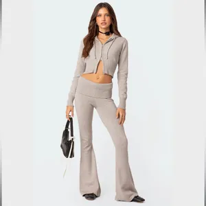 Edikted desiree knitted hooded cardigan, cropped in Gray Melange thumbnail 4