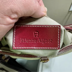 ETIENNE AIGNER Shoulder Bag Mini Linen Burgundy Leather 90’s Y2K Vintage thumbnail 5