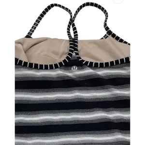 Lululemon Power Y Athletic Padded Tank Black White Stripe Size 6 thumbnail 10