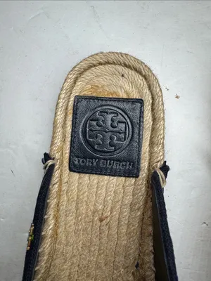 Tory Burch Max Espadrille Mule Embroidered Floral Size 5.5 navy summer casual thumbnail 6