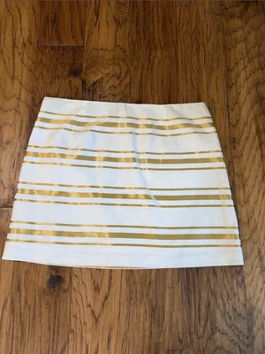 J. Crew White and Gold metallic striped skirt size 6 thumbnail 5