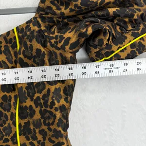 For Love & Lemons Leopard Print Mini Dress Puff Sleeve Yellow Trim‎ S thumbnail 2