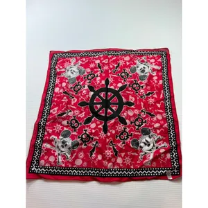 Disney‎ Mickey Mouse Pirates of the Caribbean Red Cotton Bandana Scarf 21x21 thumbnail 4