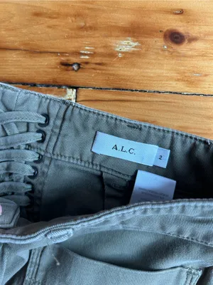 ALC | Finley Wide Leg Green Palazzo Crop Pants 2 see hem flaw thumbnail 5