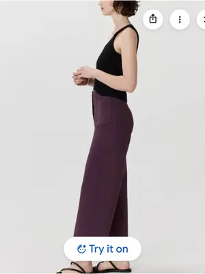 Women's Quince Ultra-Stretch Ponte Cropped Wide Leg Pants Dark Purple 0 thumbnail 3