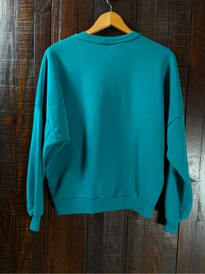 Colourful Rebel Teal 'Lovers & Rebels' Embroidered Sweatshirt Organic Cotton XS thumbnail 4