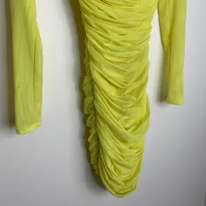 House of CB Valentina Yellow Long Sleeve Ruched Organza Mesh Mini Dress XS thumbnail 10