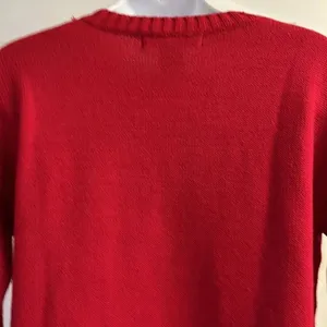 United States Sweater Red Christmas Crewneck Sweater with Reindeer & Bells-Small thumbnail 9