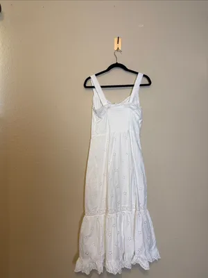 PAIGE‎ Pallas Eyelet Midi Dress White Cotton Sleeveless Size 8 thumbnail 9