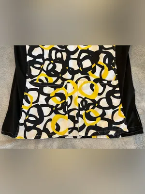 Women’s Black Star Brand Abstract V-Neck Scrub Top - Black & Yellow Size X-Small thumbnail 4