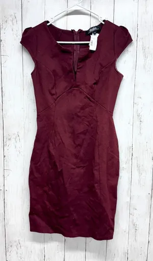Lulus Dress Women Size Medium Short Sleeve Mini Zip Back Maroon Business Evening thumbnail 1