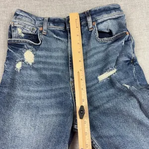 We The Free Jeans Womens 27 Blue Medium Wash High Rise Straight Distressed Denim thumbnail 4