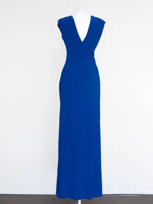 Betsy & Adam - Draped V-Neck Side Slit Gown‎ thumbnail 3