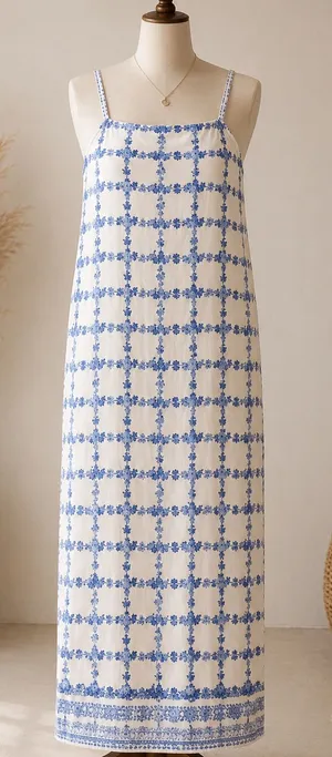 Max Studio NWT Blue Floral Boho Maxi Dress XL Built In Shelf Bra thumbnail 1