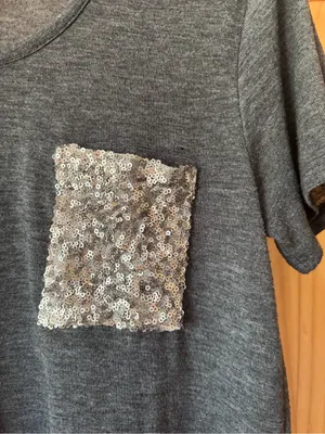 miami Dark Gray Short Sleeve Tee with Sequin Pocket size large thumbnail 3