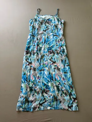 Adina Las Vegas Abstract Floral Printed Sleeveless Midi Dress thumbnail 2