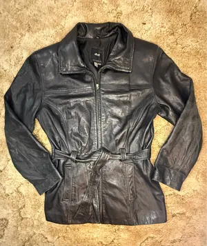 JLC New York Black Genuine Leather Belted Jacket Women’s Small Y2K thumbnail 8