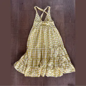 free people yellow gingham raw edges halter maxi dress thumbnail 4