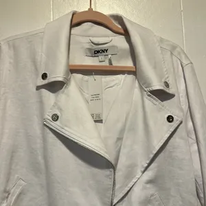 NWT DKNY Linen moto style jacket‎ size L thumbnail 3