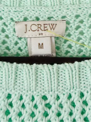 Set of 2 J.Crew Womens M Open Knit Sweaters Mint Green Ivory Cotton NWOT thumbnail 4