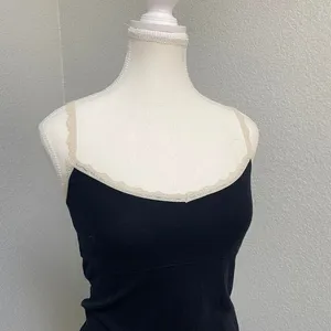 Victoria'S Secret Black Cami Tank White Lace Trim Top Y2k Coquette Dark Cottage thumbnail 2
