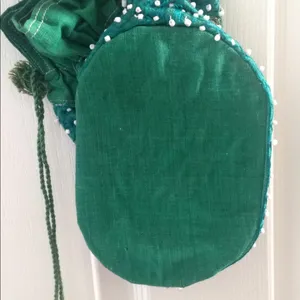 FINAL MARKDOWN MIRRORED & Beaded Drawstring Pouch Green thumbnail 5