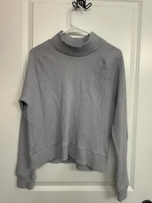 The North Face Gray Waffle Knit Mock Neck Pullover M thumbnail 4