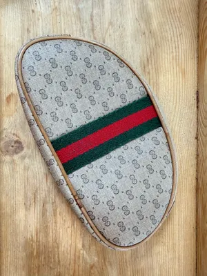 Vtg Gucci Clutch GG Supreme Monogram Cosmetic Pouch Gold Crest Logo Web Stripe thumbnail 2