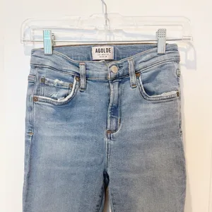 Agolde Womens Denim High Waist Jeans Sz 25 Stretch Comfort Chewed Hem Distress thumbnail 2